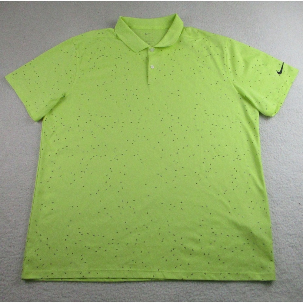 Nike Polo Shirt Mens XL Yellow Dri-FIT CU9843-736 Golf Performance Polyester AOP